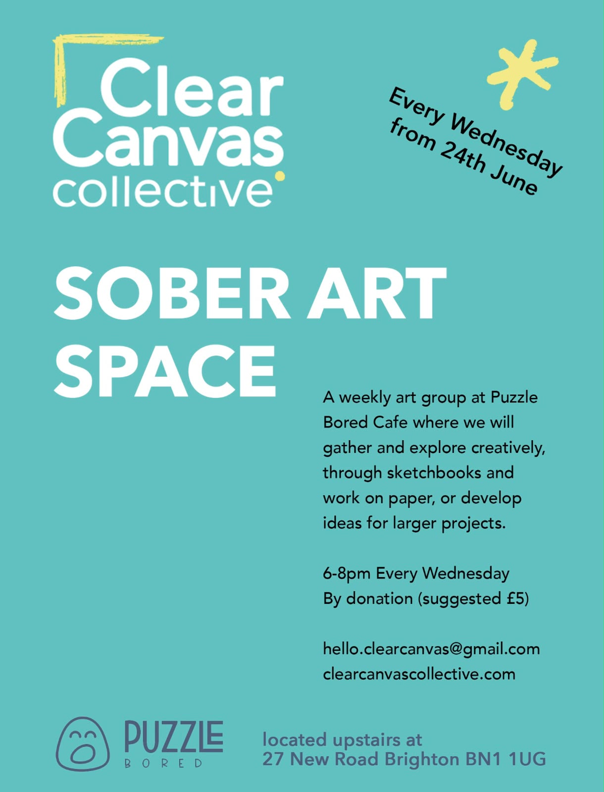 Clear Canvas 'Sober Art Space' - Wednesday 24th June from 6pm