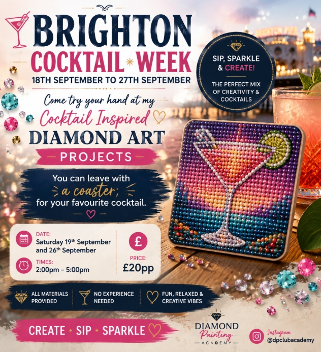 Cocktail Inspired Diamond Art Workshop - Saturday 19th & 26th September from 2pm