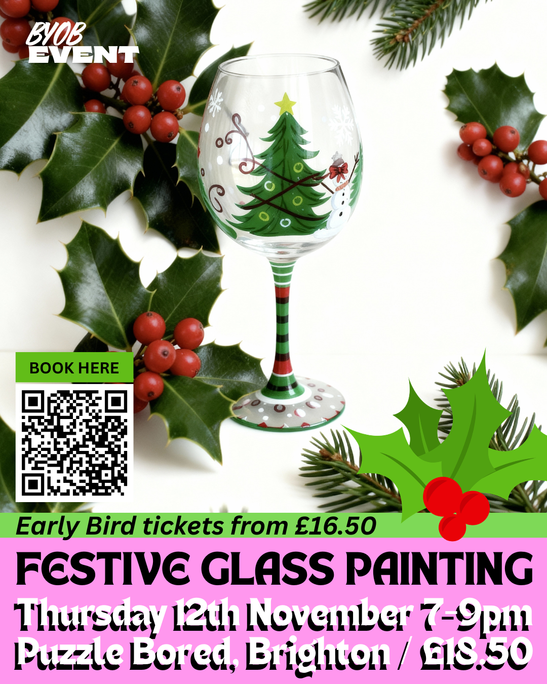 Festive Glass Painting Workshop - Thursday 12th November at 7pm