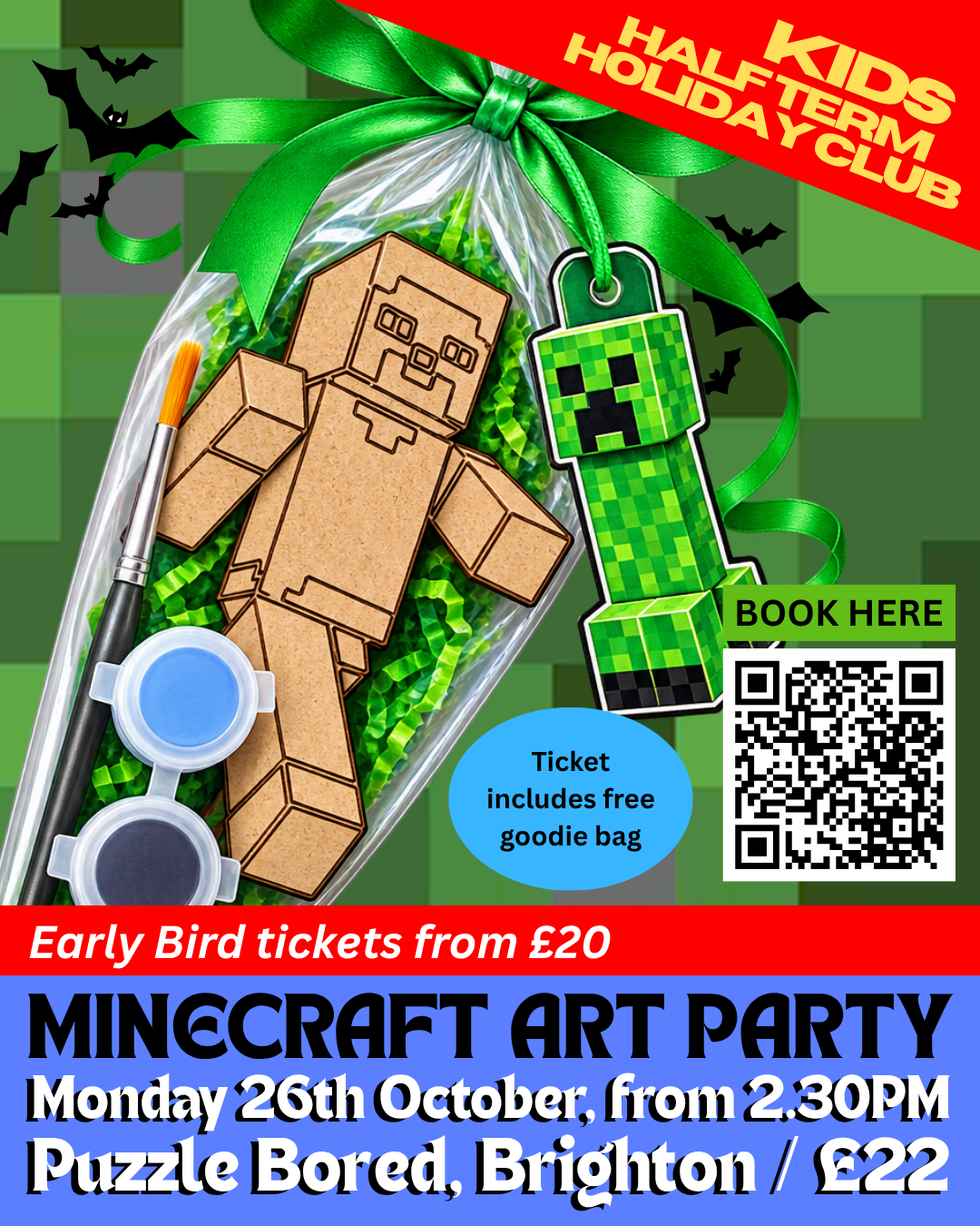 Minecraft Halloween Art Party - Monday 26th October at 2.30pm