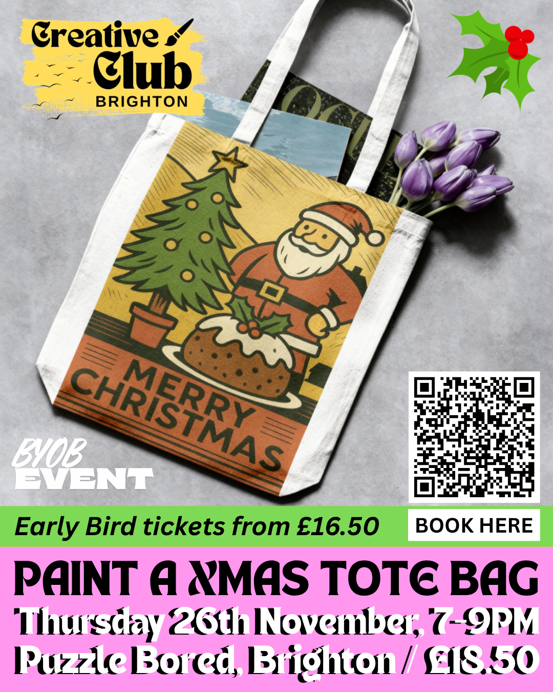 Paint a Christmas Tote Bag - Thursday 26th November at 7pm