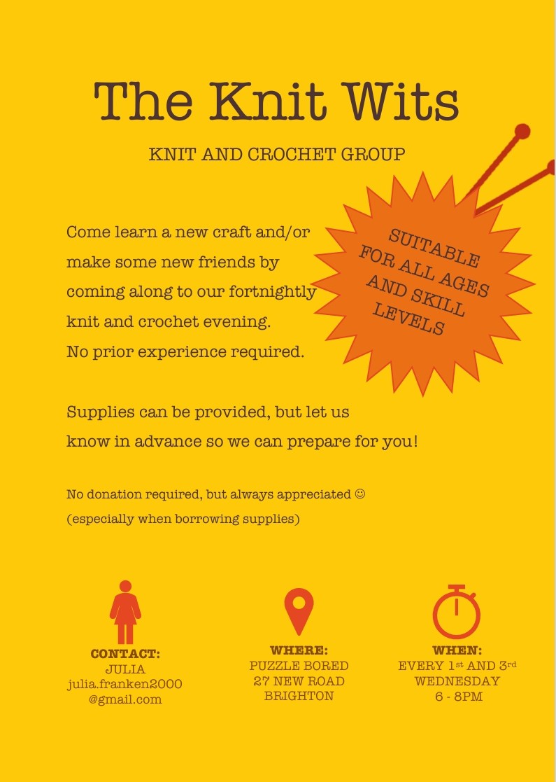 The Knit Wits - Knitting and Crochet Group - Wednesday 2nd September from 6pm
