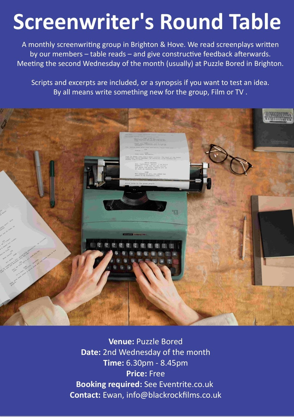 Screenwriter's Round Table - Tuesday 16th June at 6.30pm